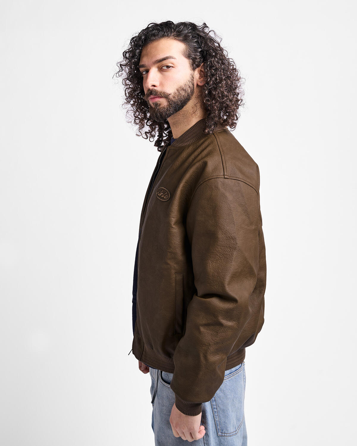 Arte Antwerp Leather Varsity Jacket | SS26-063J-BRN | AFEW STORE
